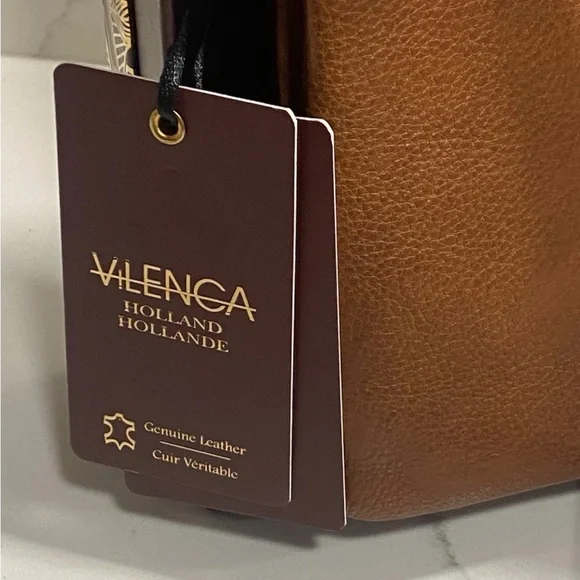 🆕 VILENCA Holland Natalia Crossbody Purse Clutch Cognac Triple Compartment NIB - Picture 10 of 14